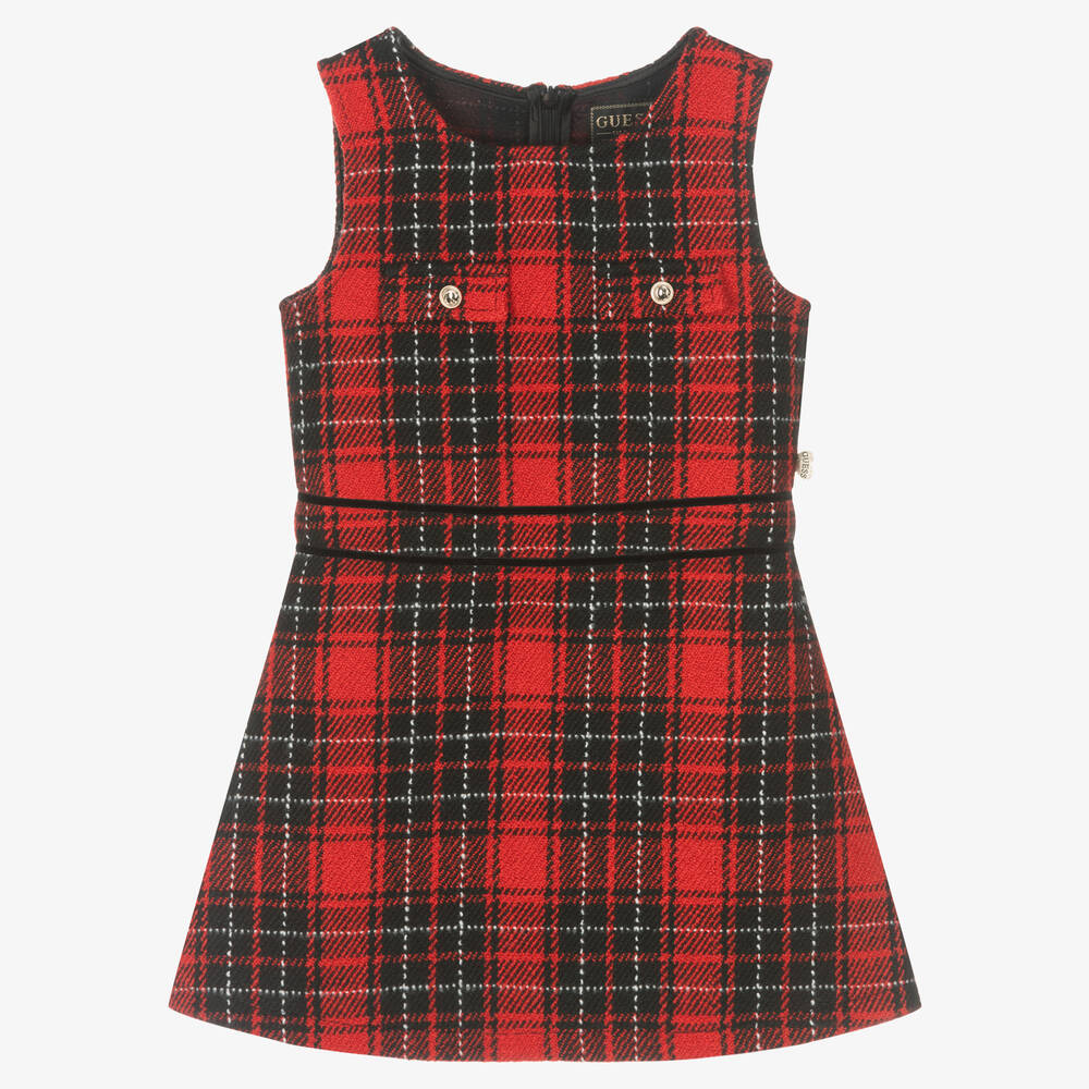 Girls red and black plaid dress best sale