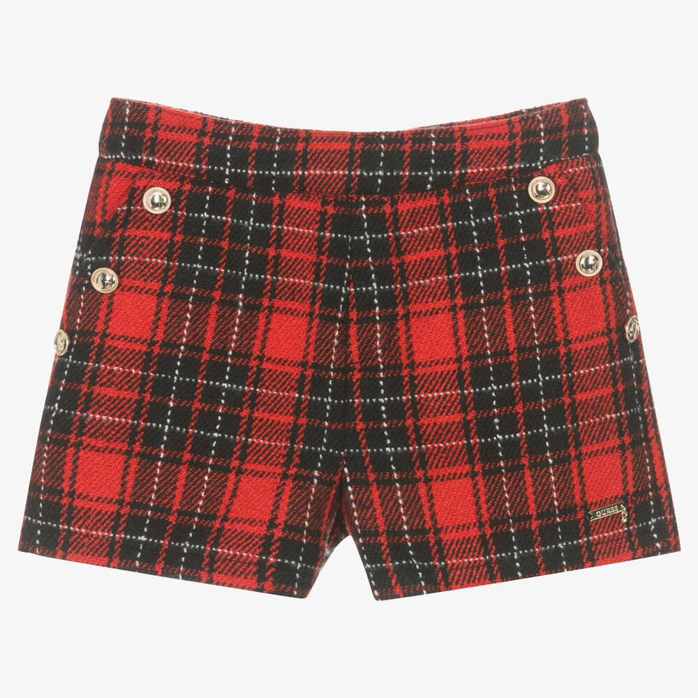 Girls Red Tartan Shorts