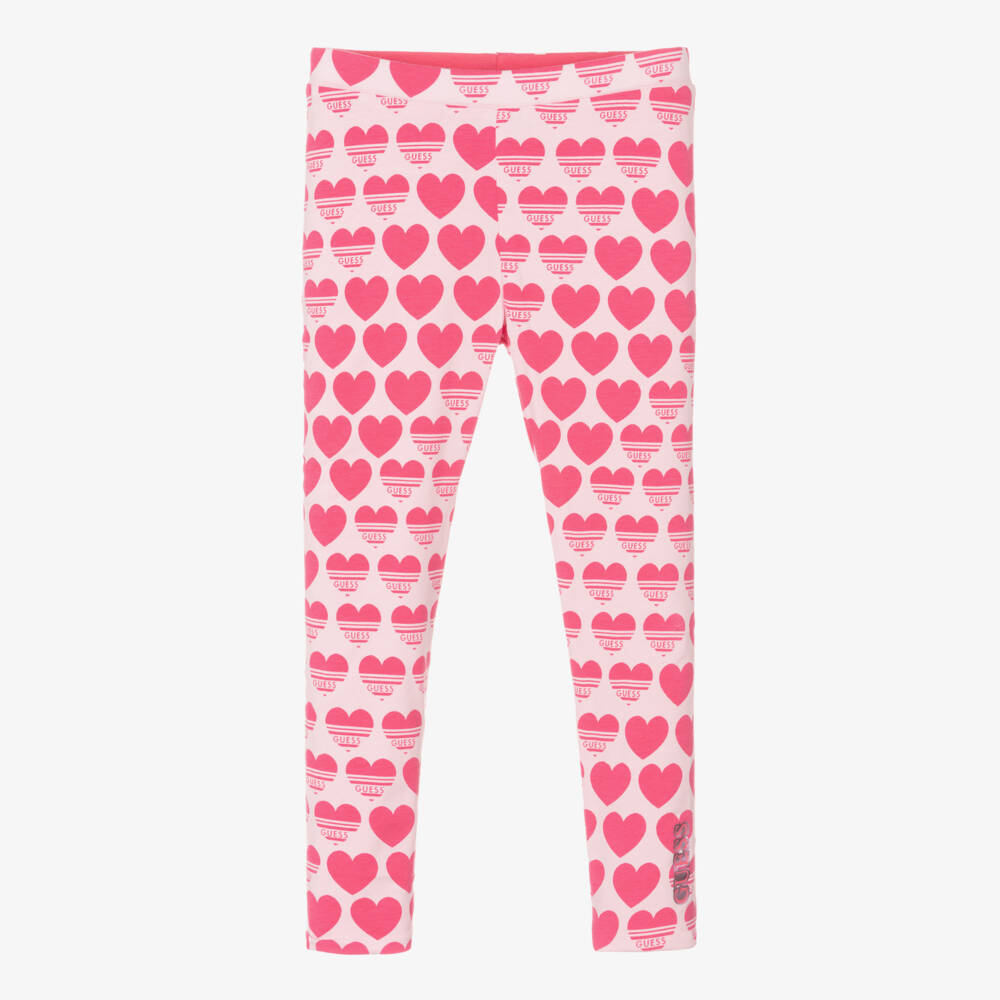Guess-Girls Rose-Tinted Reversible Heart Leggings | Childrensalon Outlet