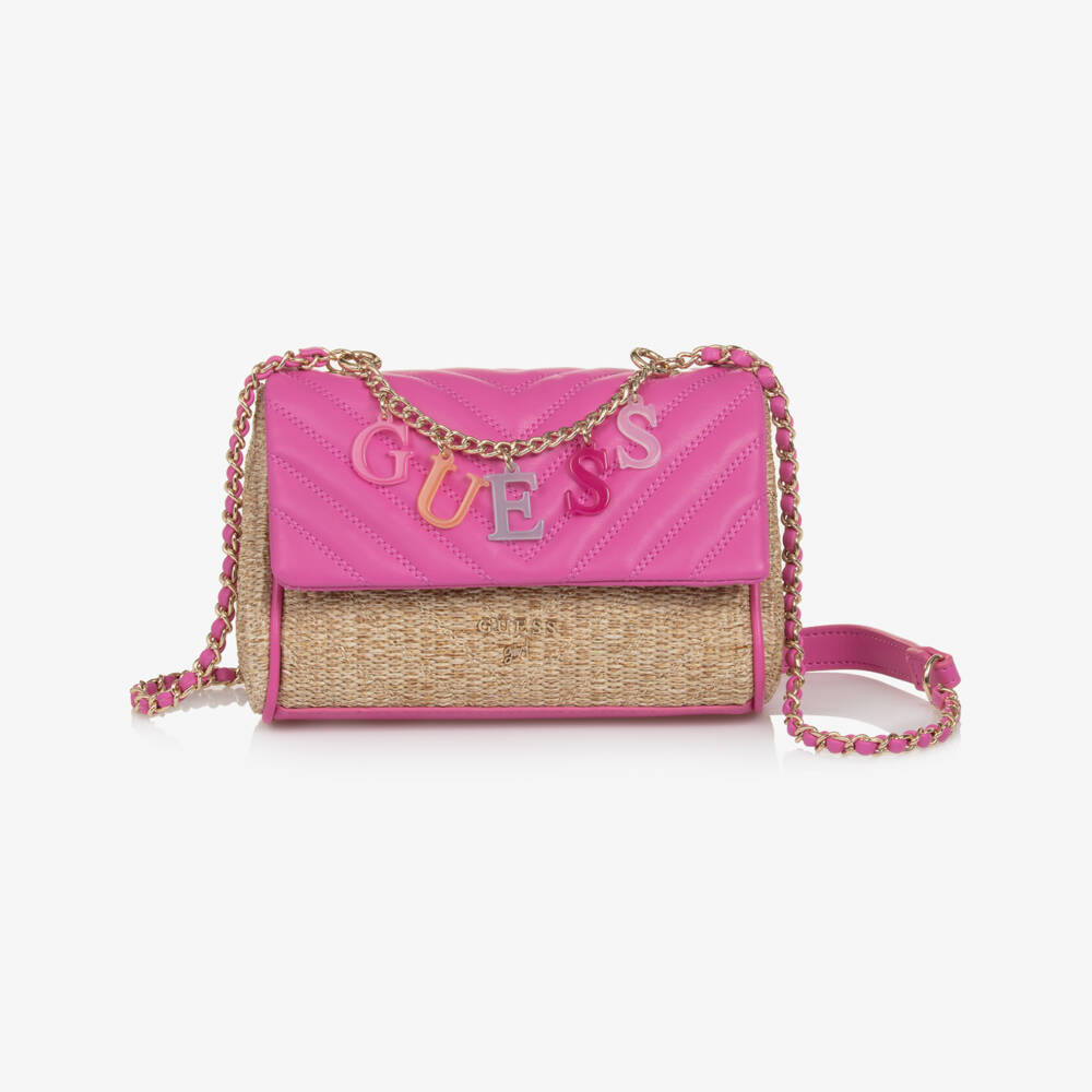 Guess-Girls Rosy Straw Charm Handbag | Childrensalon Outlet