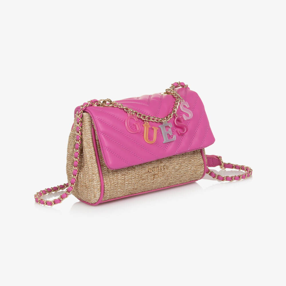 Guess-Girls Rosy Straw Charm Handbag | Childrensalon Outlet