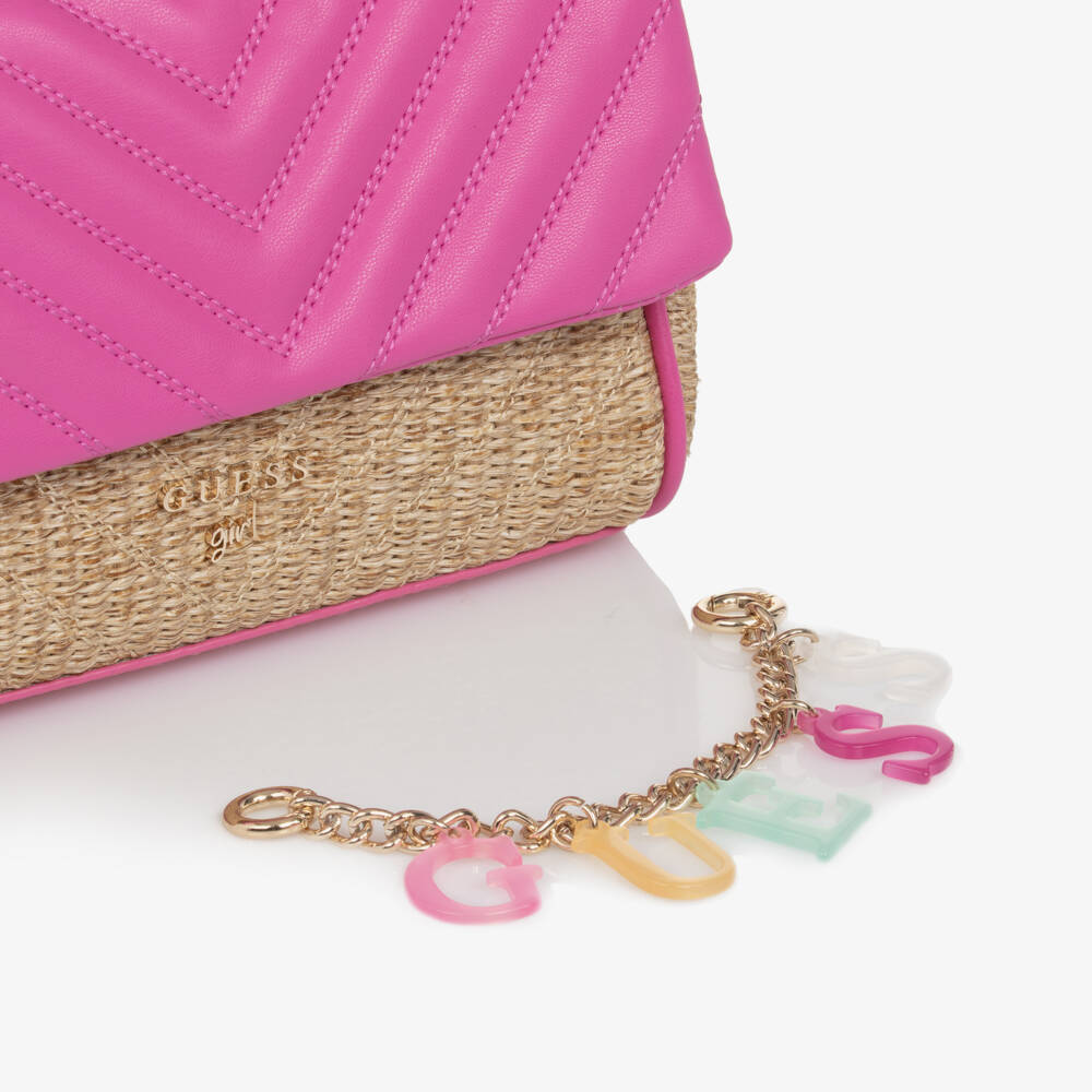 Guess-Girls Rosy Straw Charm Handbag | Childrensalon Outlet