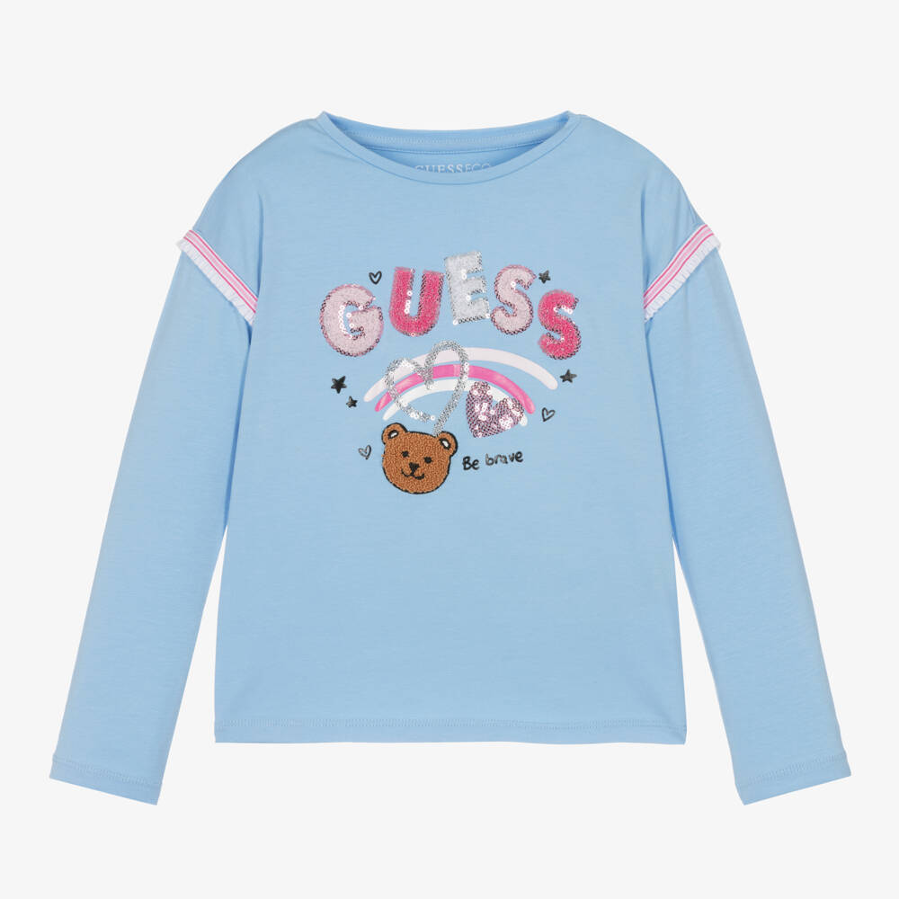 Guess-Girls Sequin Cotton Long Sleeve Top | Childrensalon Outlet