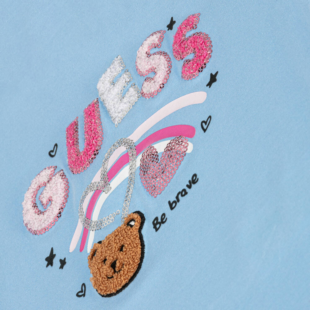 Guess-توب بترتر قطن لون أزرق للبنات | Childrensalon Outlet