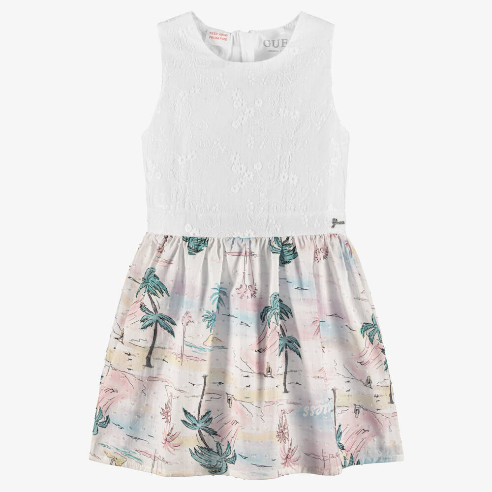 Guess-Girls Sleeveless Dress in White Print | Childrensalon Outlet
