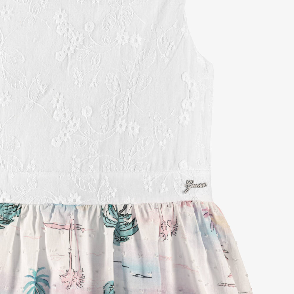Guess-Girls Sleeveless Dress in White Print | Childrensalon Outlet