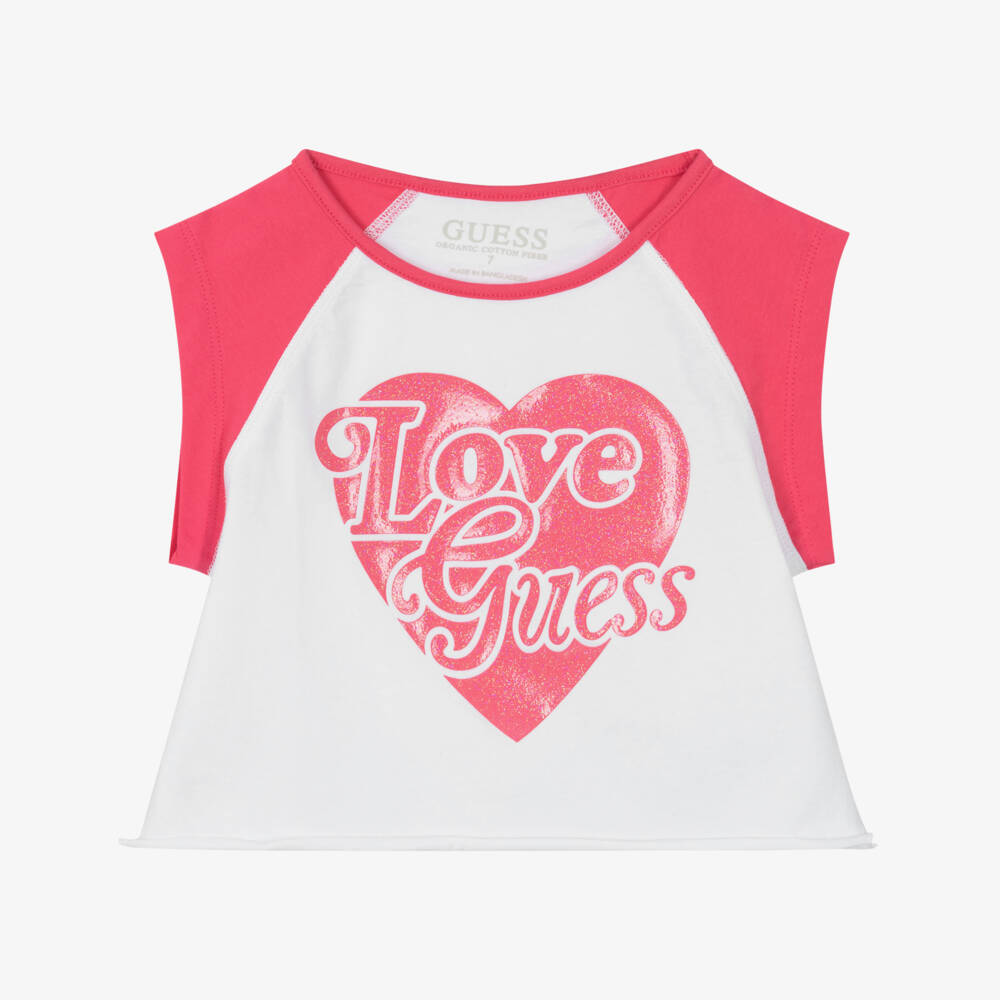Guess-Girls' Sleeveless Pink & White Top | Childrensalon Outlet