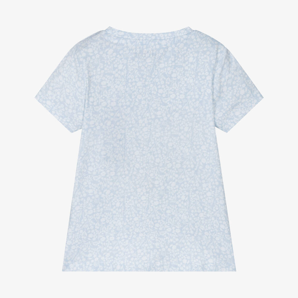 Guess-Girls Soft Blue Blossom Cotton Tee | Childrensalon Outlet