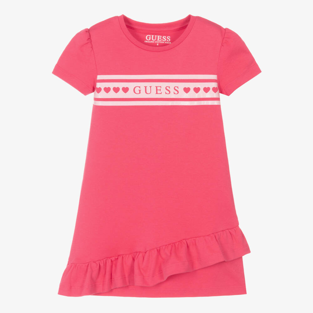 Guess-فستان بناتي ناعم من الجيرسيه مع كشكشات | Childrensalon Outlet