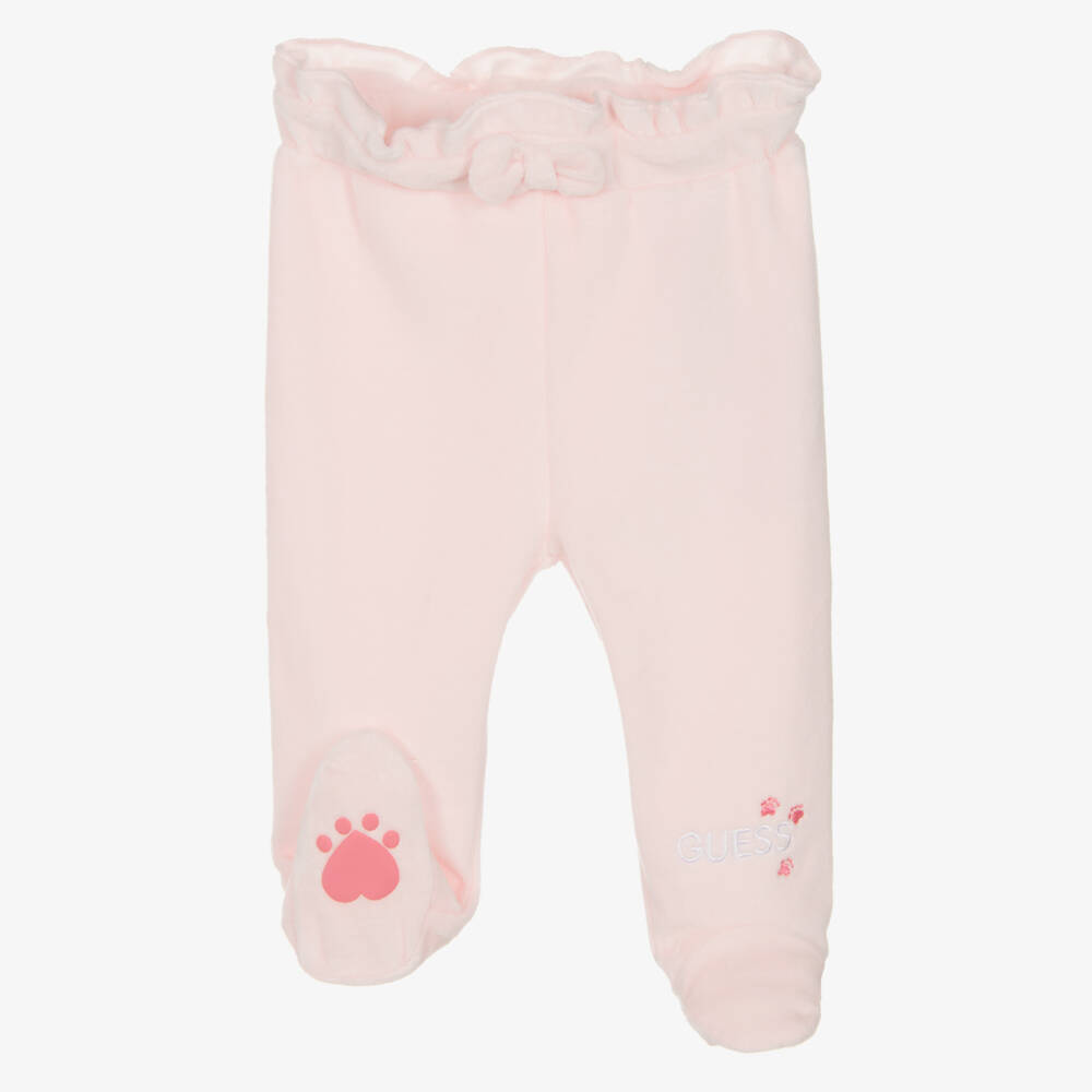 Guess-طقم أفرول قطن لون زهري وأبيض | Childrensalon Outlet