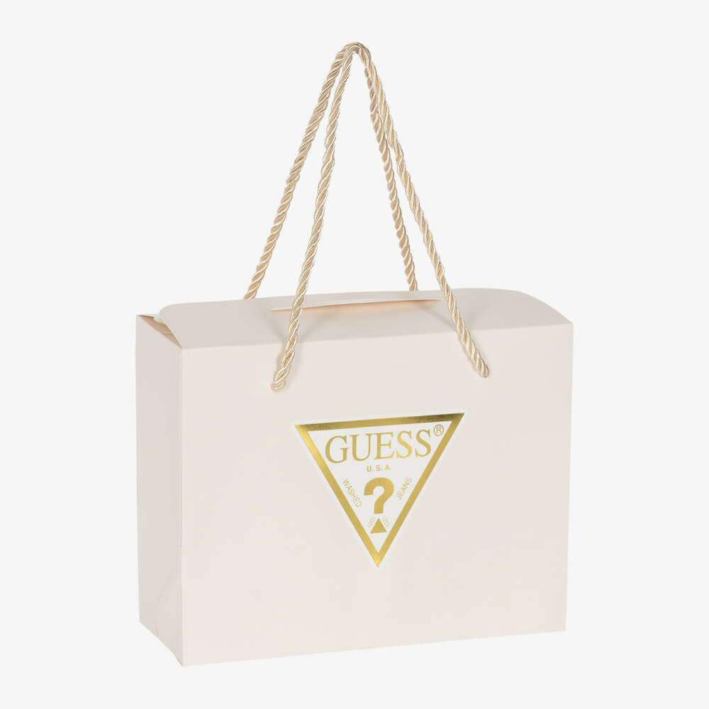Guess-طقم أفرول قطن لون زهري وأبيض | Childrensalon Outlet