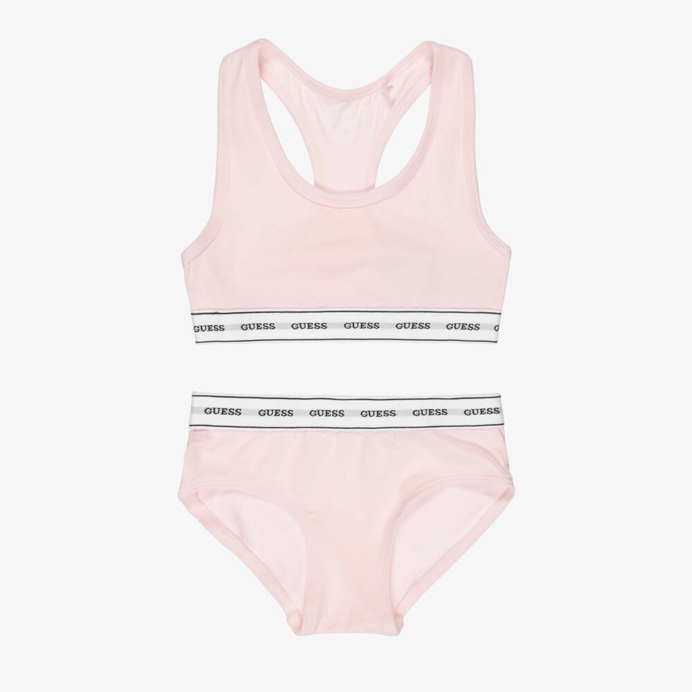 Guess-Girls Soft Pink Bra and Briefs Set | Childrensalon Outlet