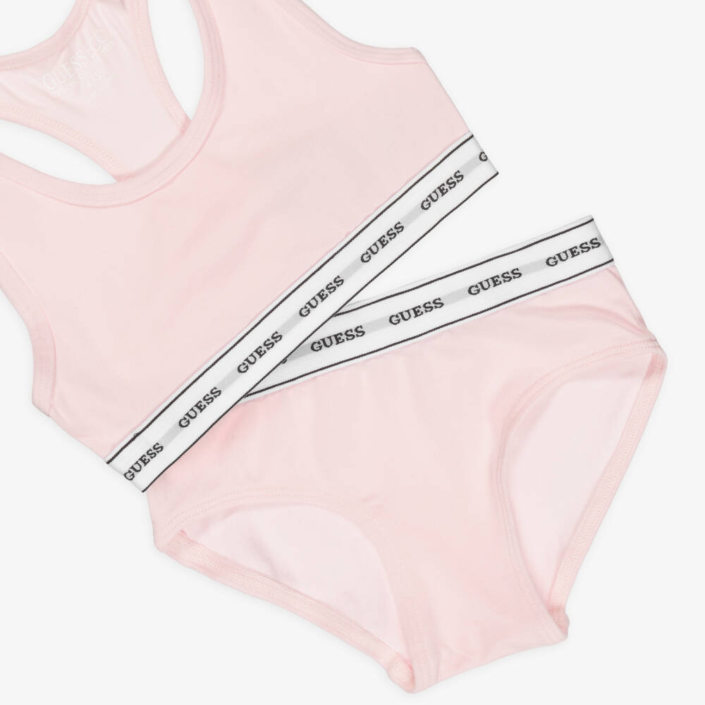 Guess-Girls Soft Pink Bra and Briefs Set | Childrensalon Outlet
