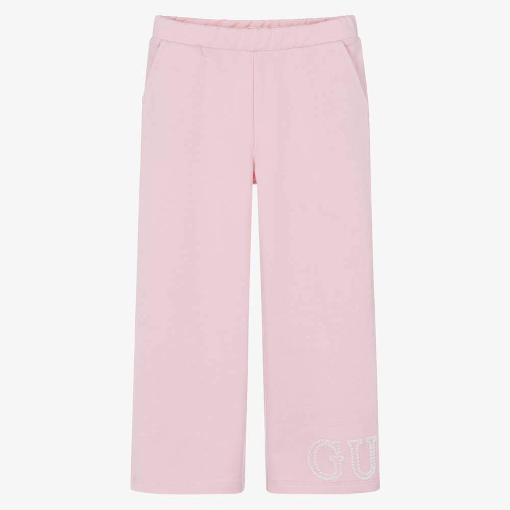 Guess-Girls Sparkle Pink Wide-Leg Joggers | Childrensalon Outlet