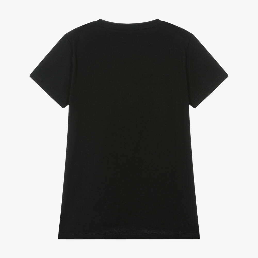 Guess-Блестящая черная хлопковая футболка для девочек | Childrensalon Outlet