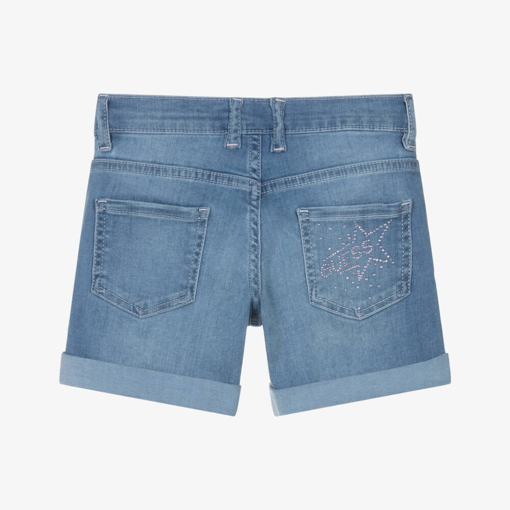 Guess-Girls Sparkling Blue Denim Shorts | Childrensalon Outlet