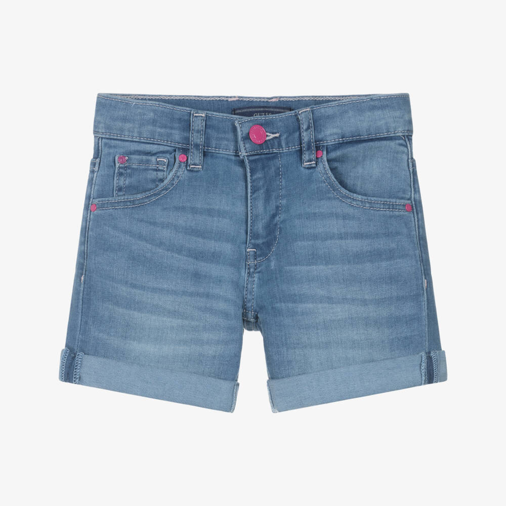 Guess-Girls Sparkling Blue Denim Shorts | Childrensalon Outlet