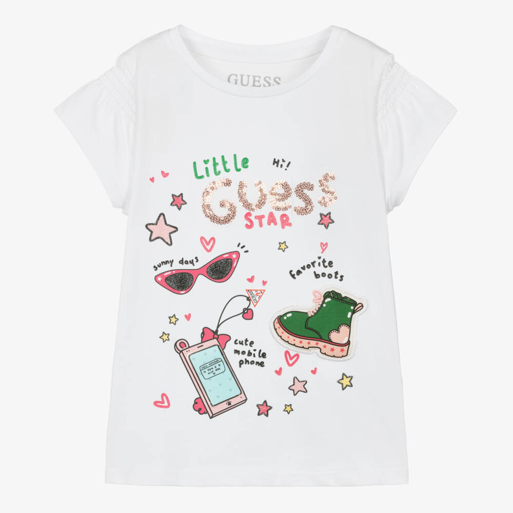 Guess-Girls Sparkling Logo Cotton Tee | Childrensalon Outlet