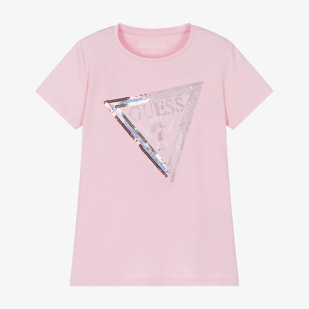 Guess-Girls Sparkling Pink Sequin Tee | Childrensalon Outlet