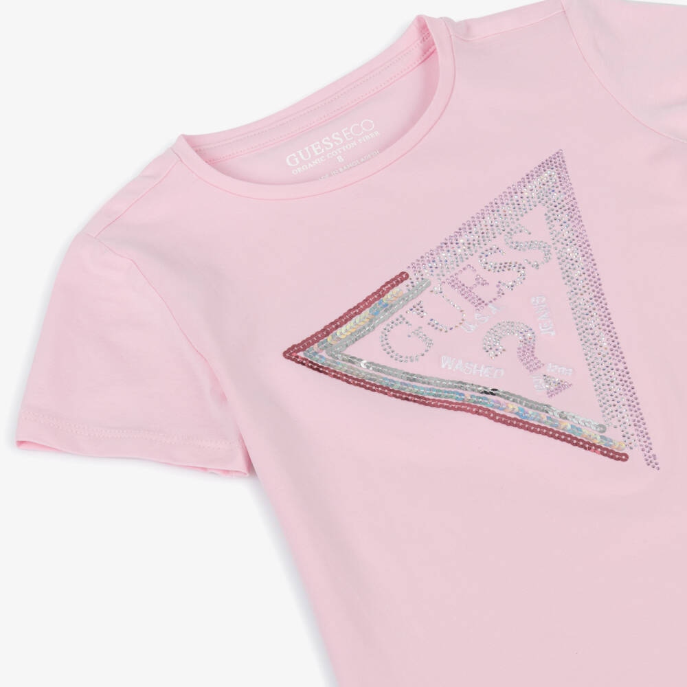 Guess-Girls Sparkling Pink Sequin Tee | Childrensalon Outlet