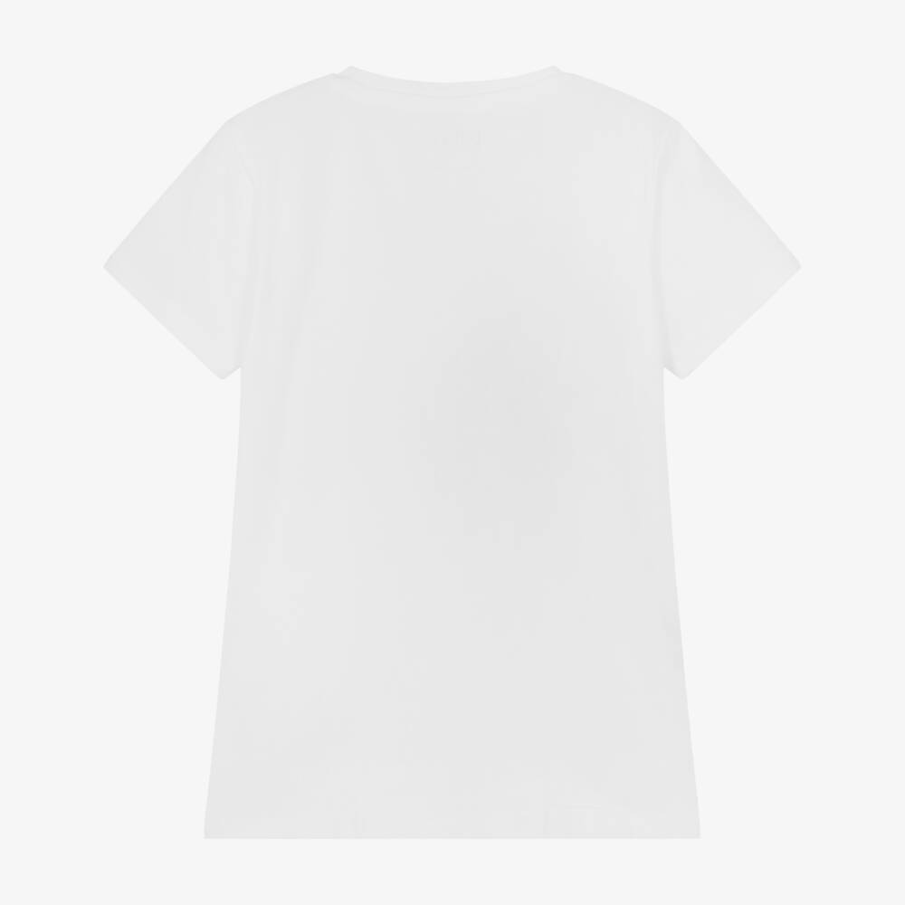 Guess-Girls Sparkling White Cotton Tee | Childrensalon Outlet