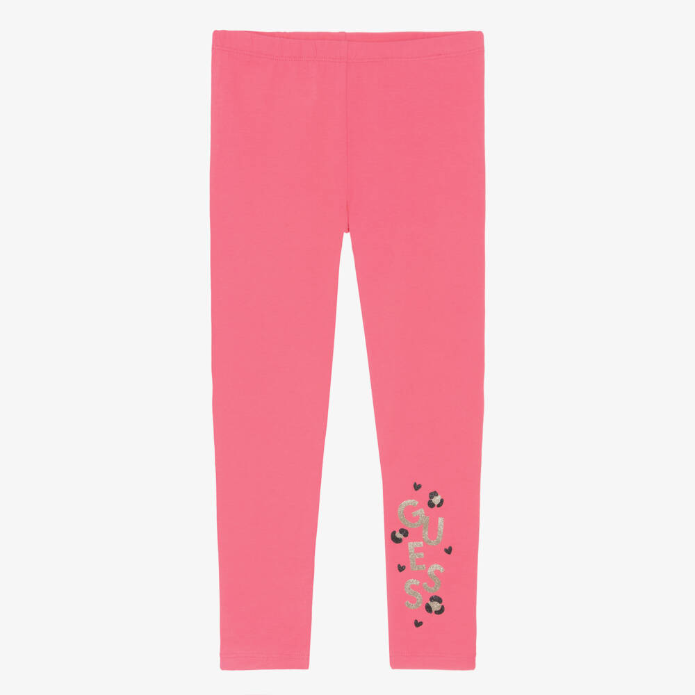 Guess-Girls Sparkly Pink Jersey Leggings | Childrensalon Outlet