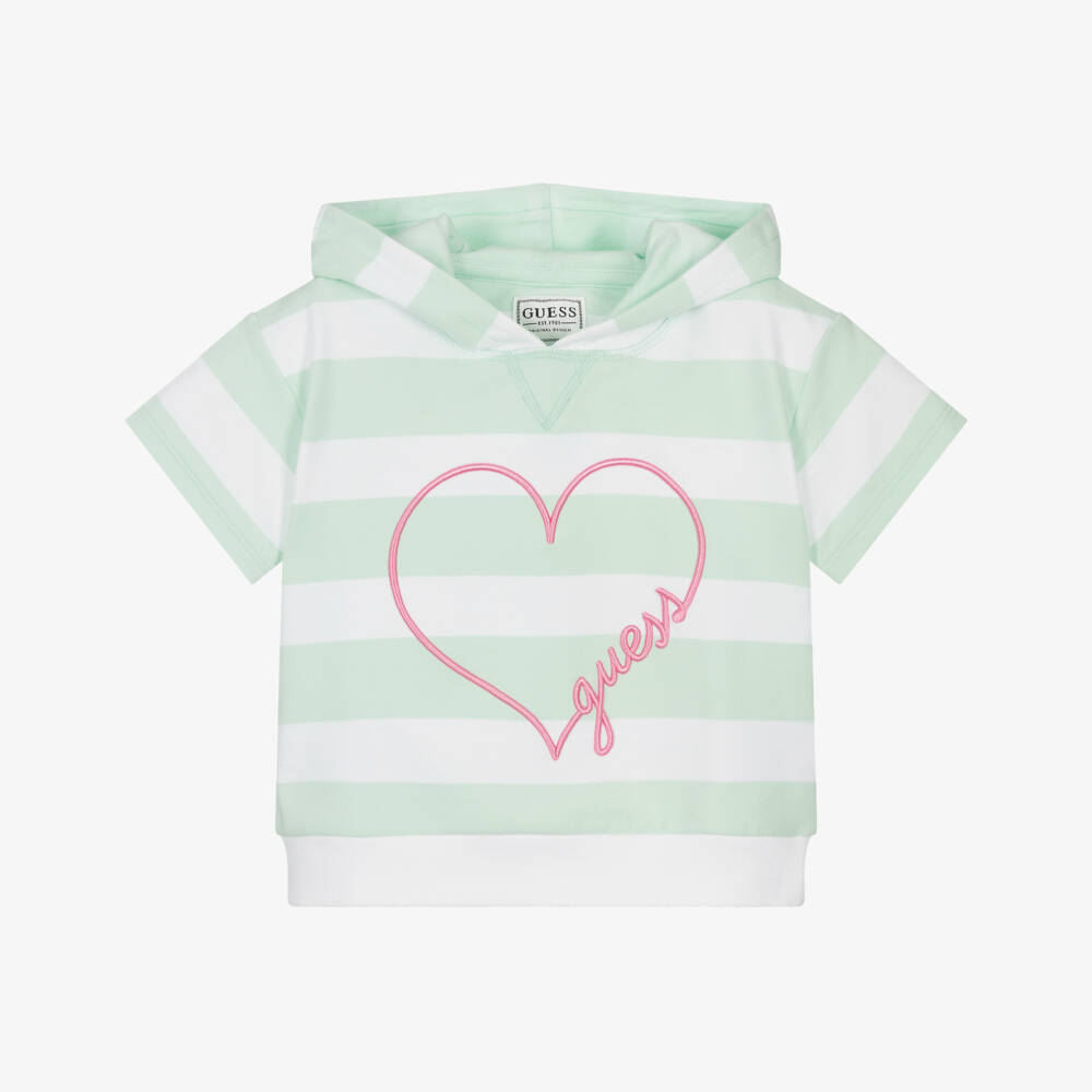 Guess-هودي قطن مخطط للبنات | Childrensalon Outlet
