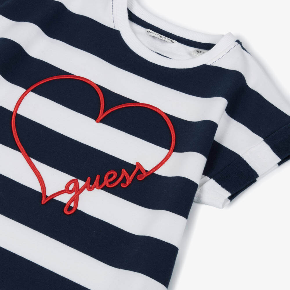 Guess-Girls Striped Tee Dress with Heart | Childrensalon Outlet