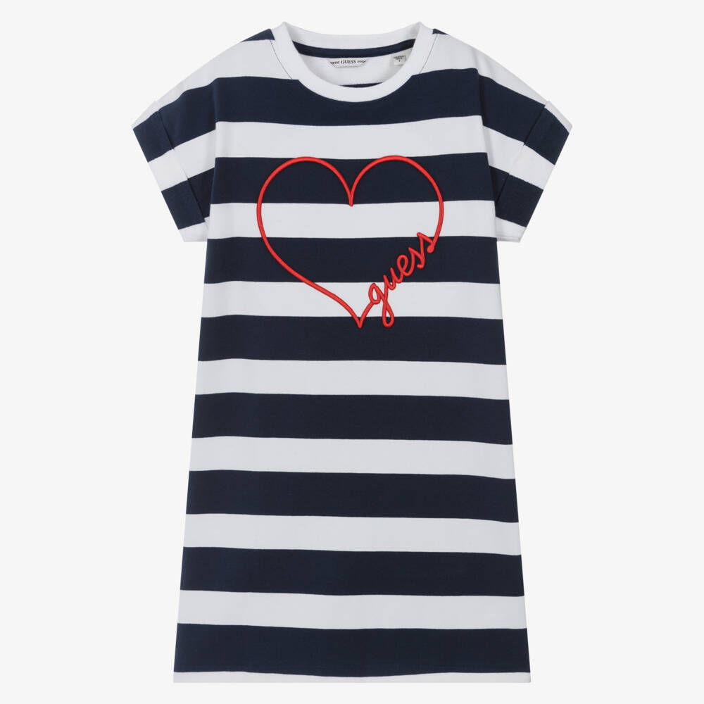 Guess-Платье-футболка в полоску с сердцем для девочек | Childrensalon Outlet