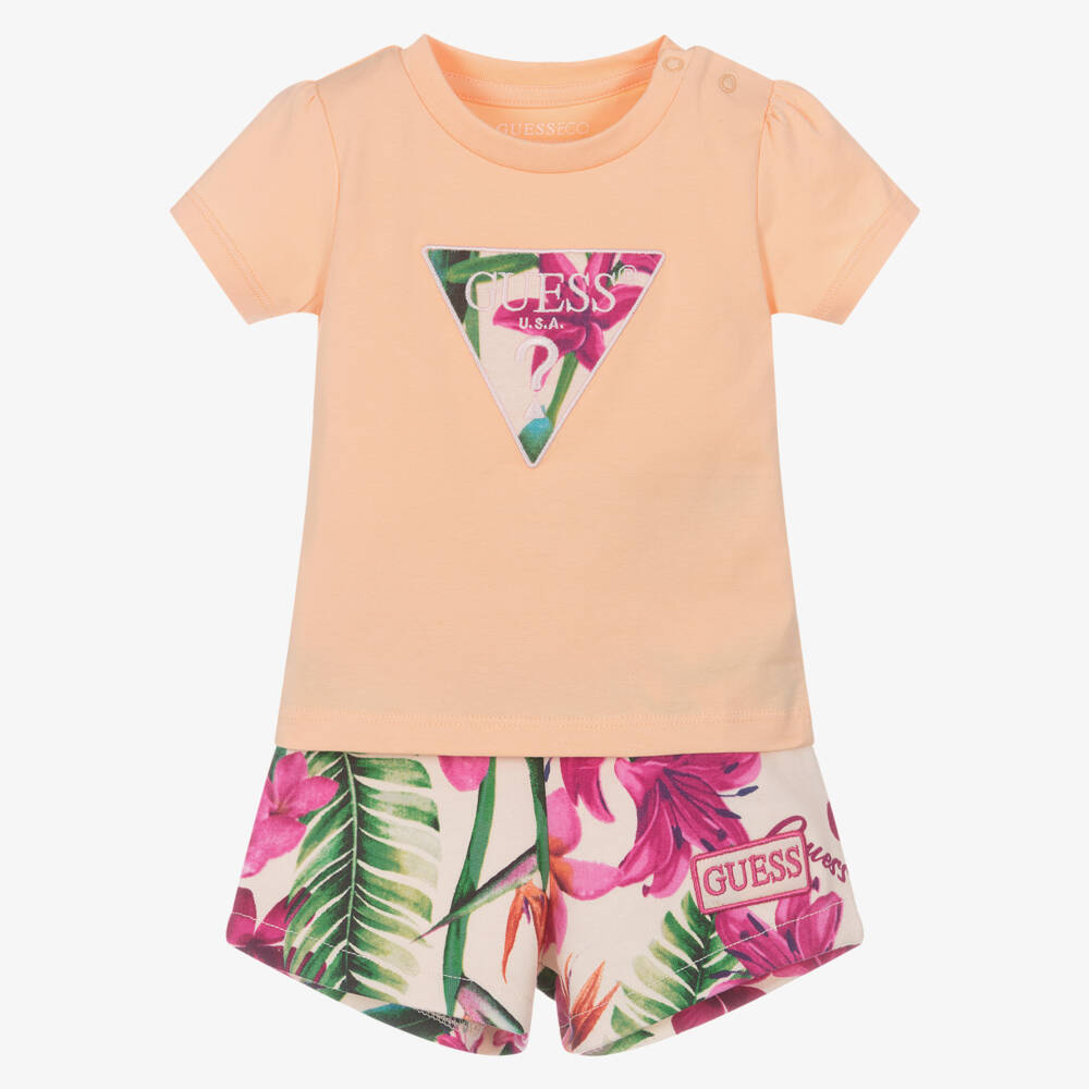 Guess-طقم شورتات قطنية ليوم مشمس للبنات | Childrensalon Outlet