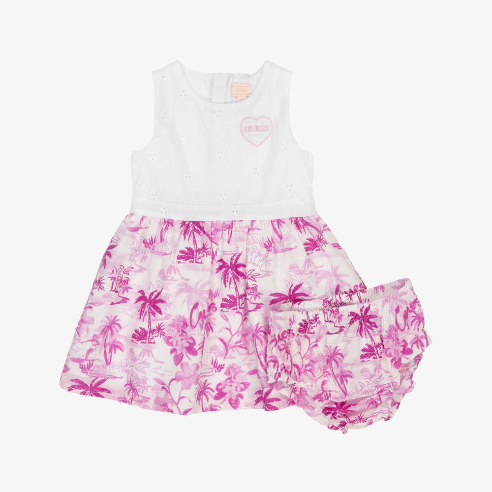 Guess-Girls Tropical Pink Cotton Ensemble | Childrensalon Outlet