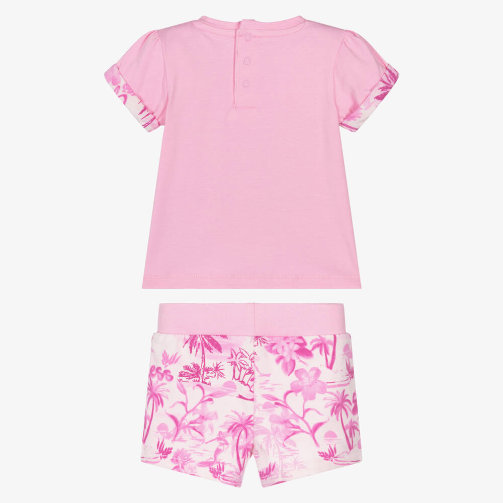 Guess-Girls Tropical Pink Cotton Outfit | Childrensalon Outlet