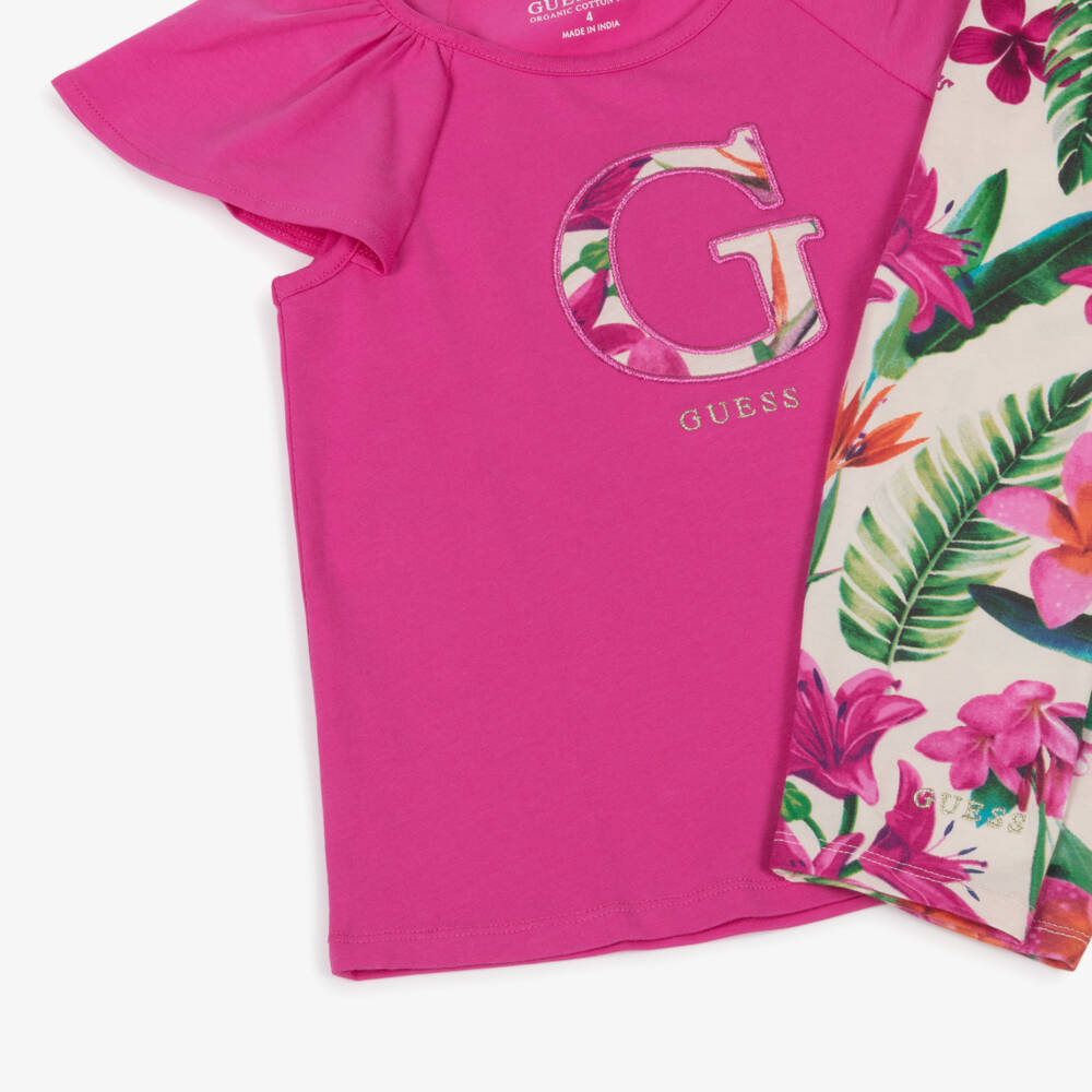 Guess-Girls Tropical Pink Jersey Outfit | Childrensalon Outlet