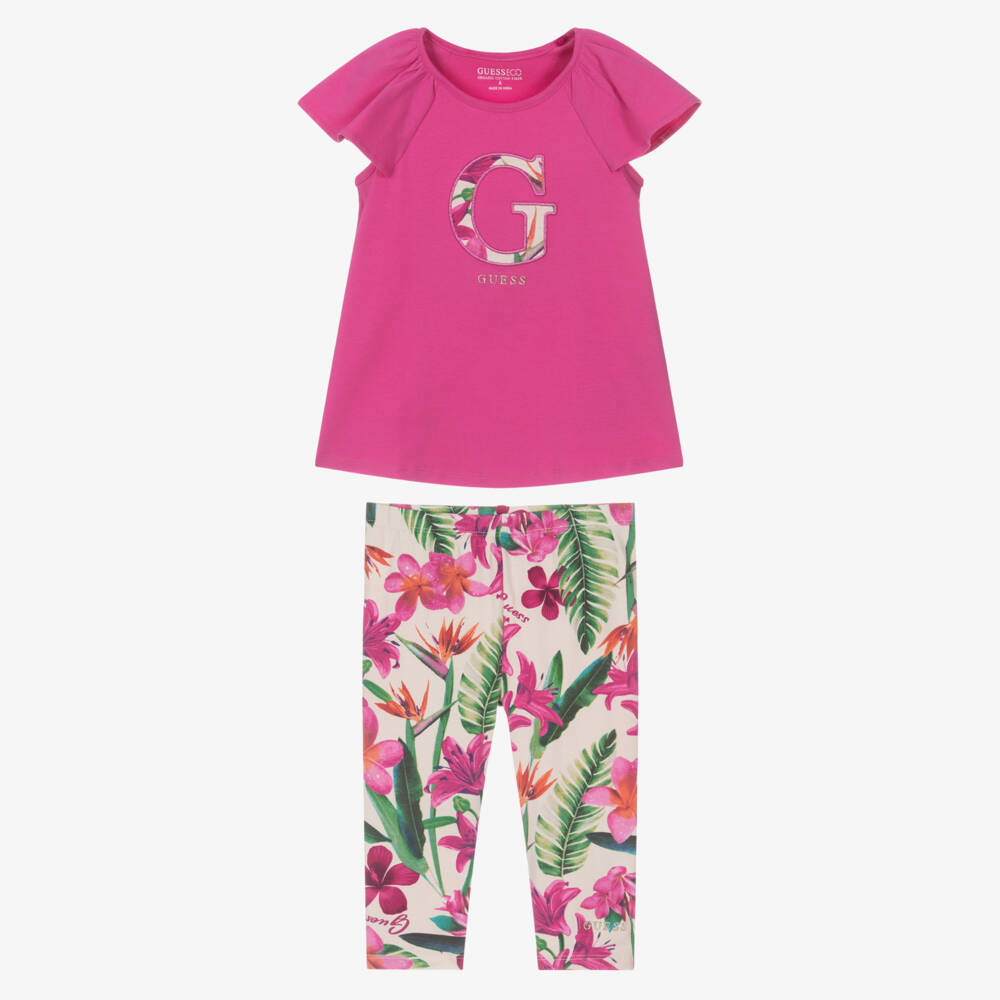 Guess-Girls Tropical Pink Jersey Outfit | Childrensalon Outlet