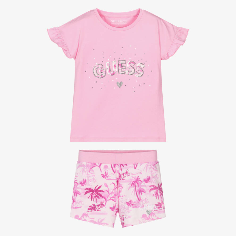 Guess-Girls Tropical Pink Jersey Set | Childrensalon Outlet