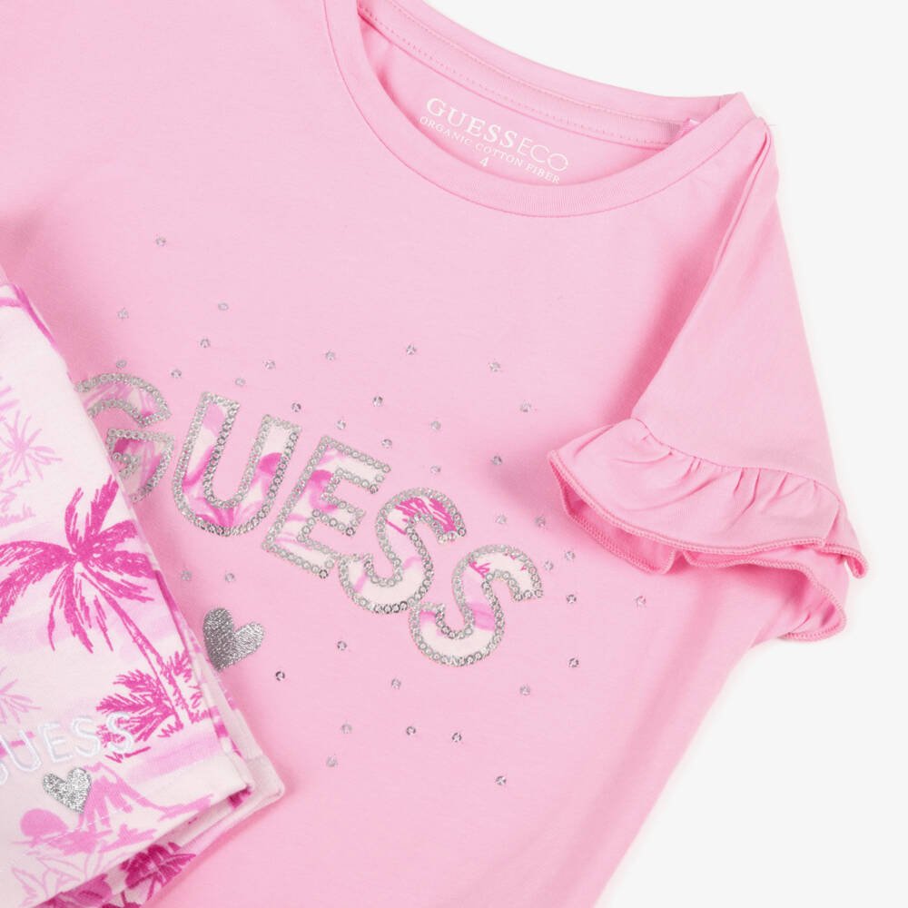 Guess-Girls Tropical Pink Jersey Set | Childrensalon Outlet