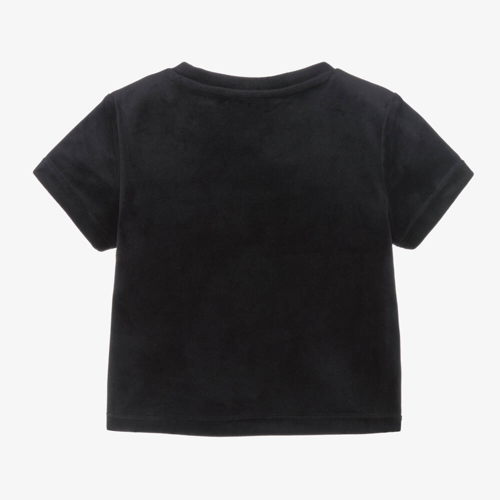 Guess-Girls Velour Black Logo Tee | Childrensalon Outlet