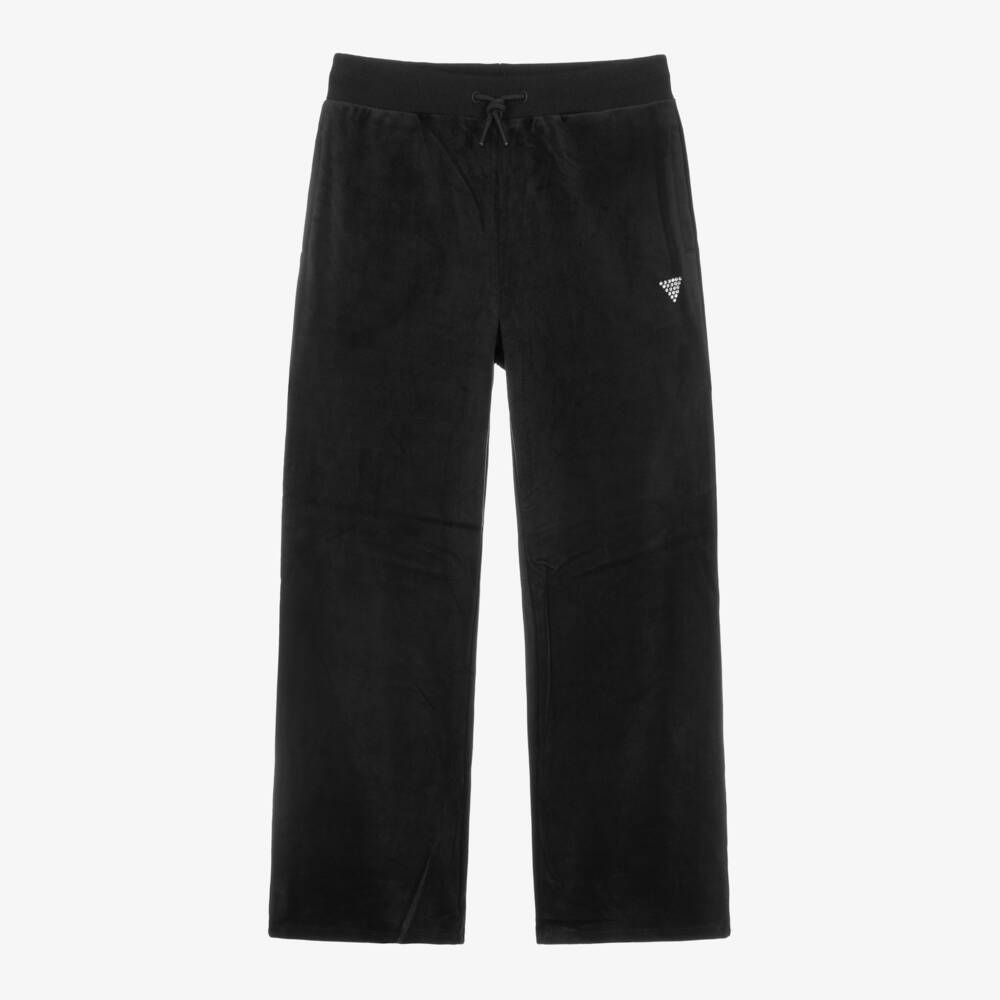 Guess-Girls Velour Black Wide-Leg Pants | Childrensalon Outlet