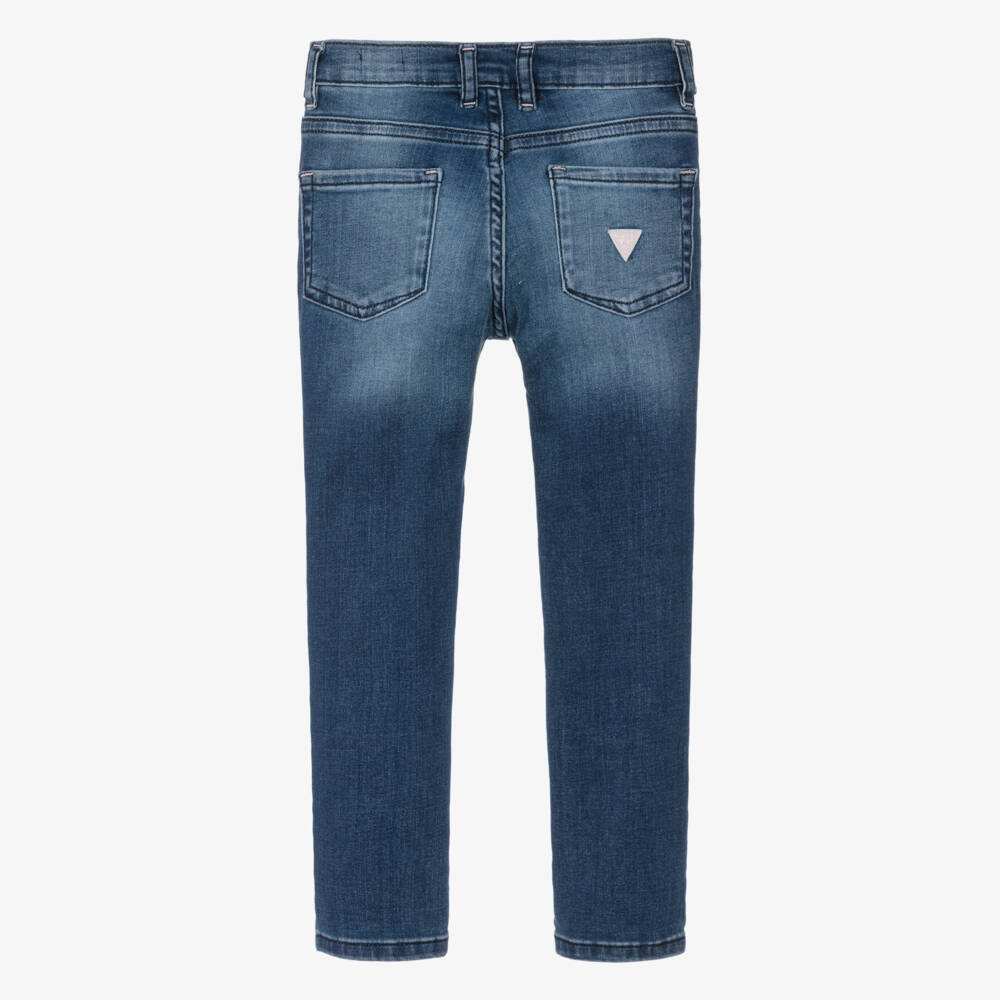 Guess-Girls Washed Blue Denim Jeans with Floral Embroidery | Childrensalon Outlet