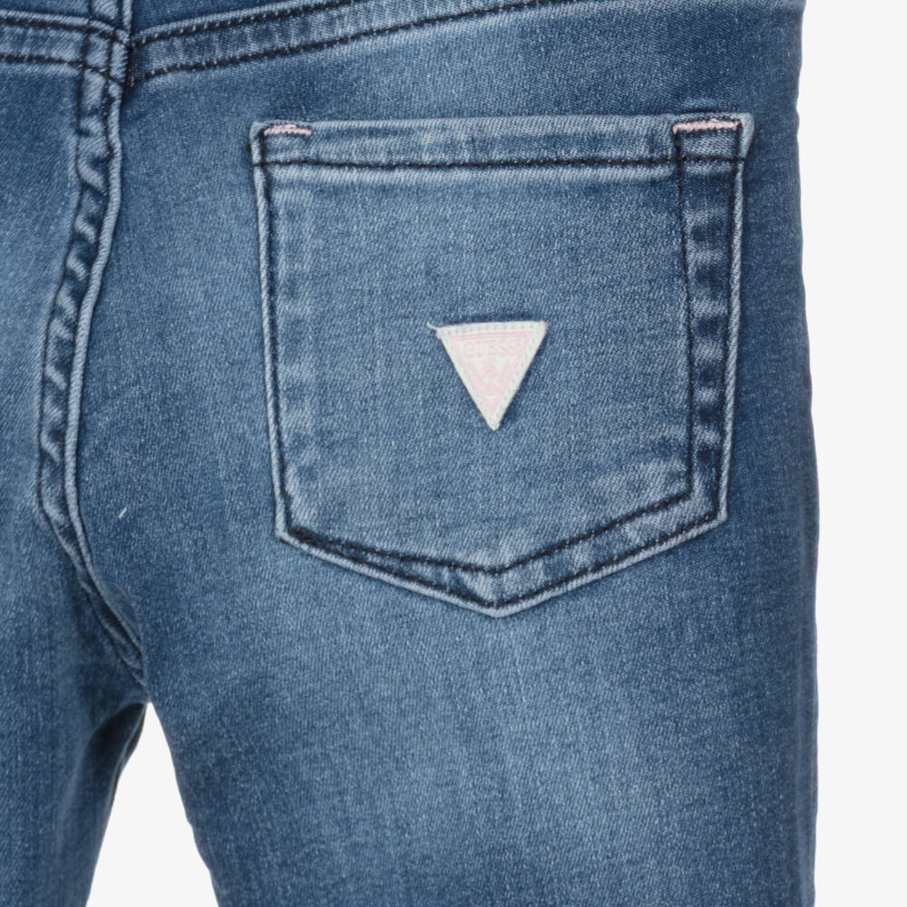 Guess-Girls Washed Blue Denim Jeans with Floral Embroidery | Childrensalon Outlet