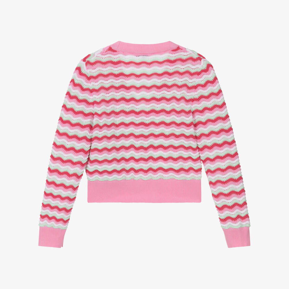 Guess-Girls Wavy Pink Cotton Cardigan | Childrensalon Outlet