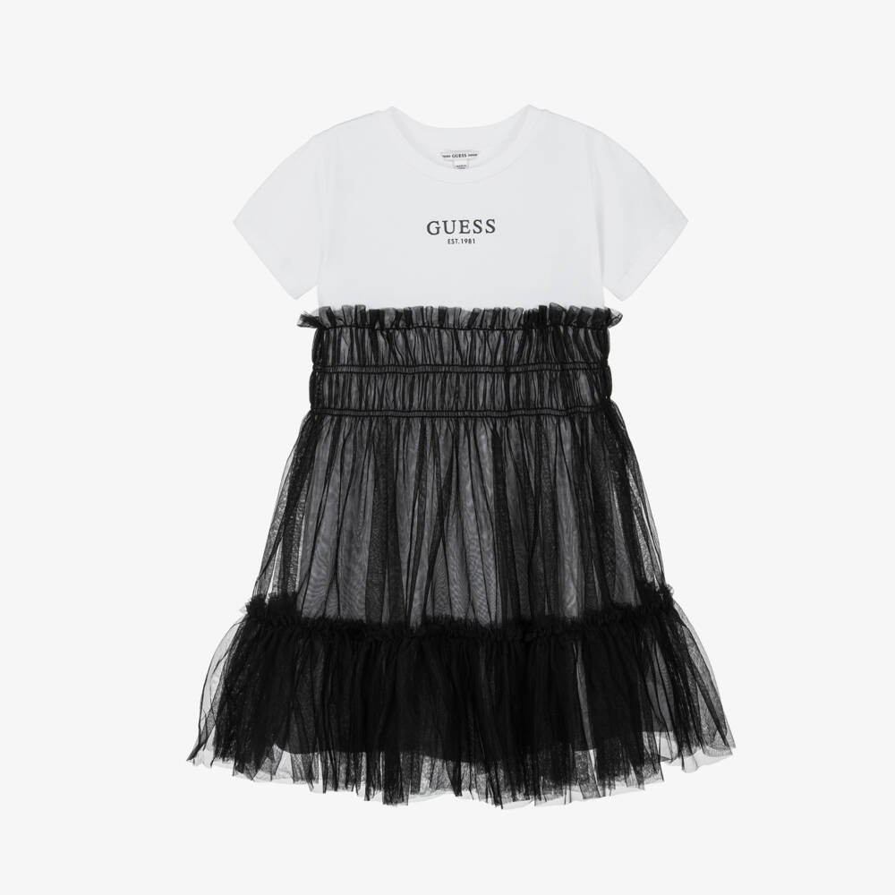 Guess-Girls White & Black Tulle Delight | Childrensalon Outlet
