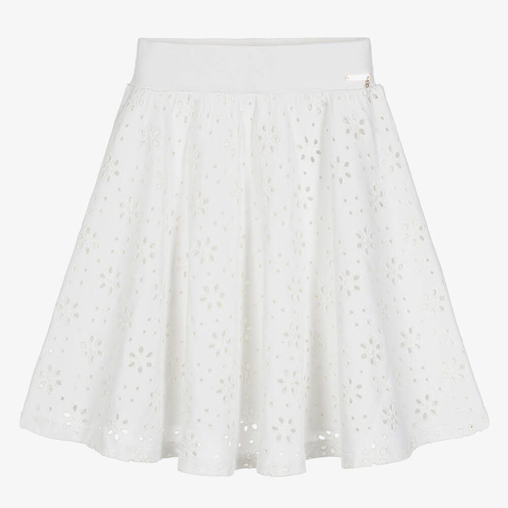 Guess - Jupe blanche à broderie anglaise | Childrensalon
