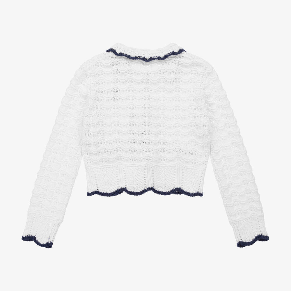 Guess-Белый хлопковый кардиган кроше для девочек | Childrensalon Outlet