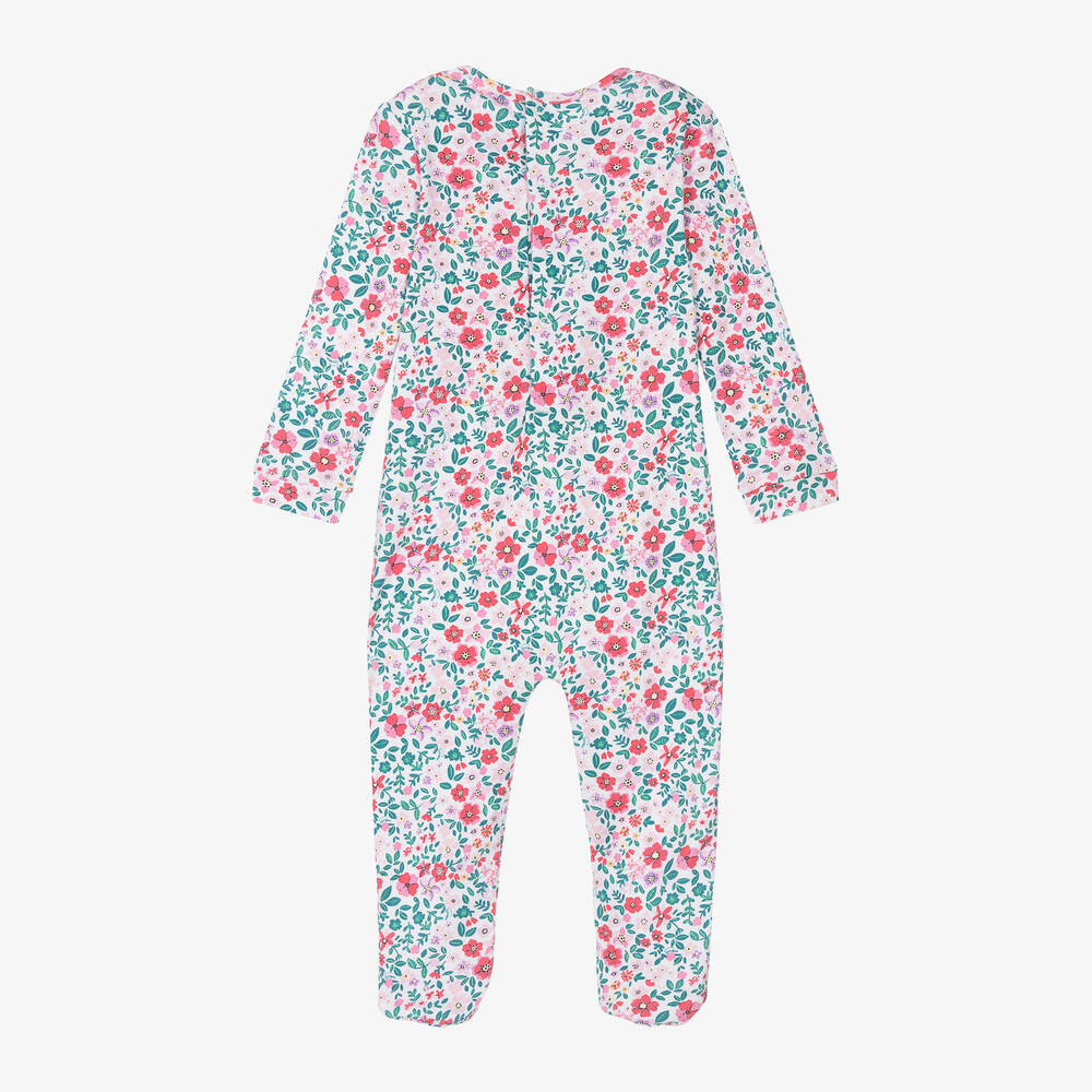 Guess-Girls White Cotton Floral Babygrow | Childrensalon Outlet