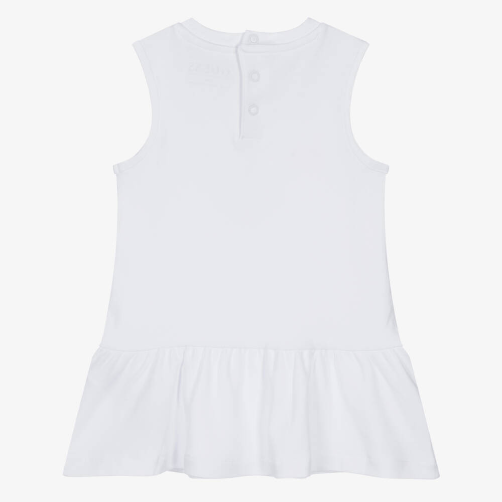 Guess-Girls White Cotton Logo Dress | Childrensalon Outlet