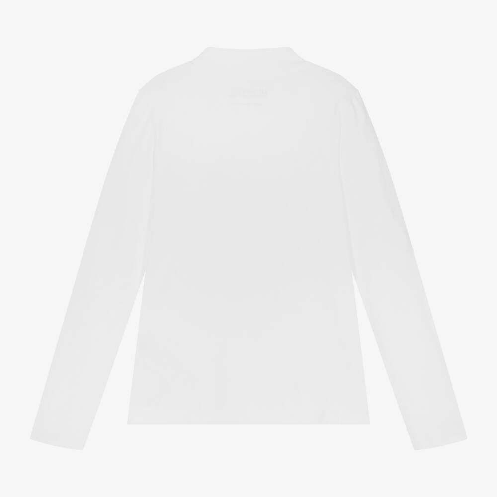 Guess-Girls White Cotton Rollneck Top | Childrensalon Outlet