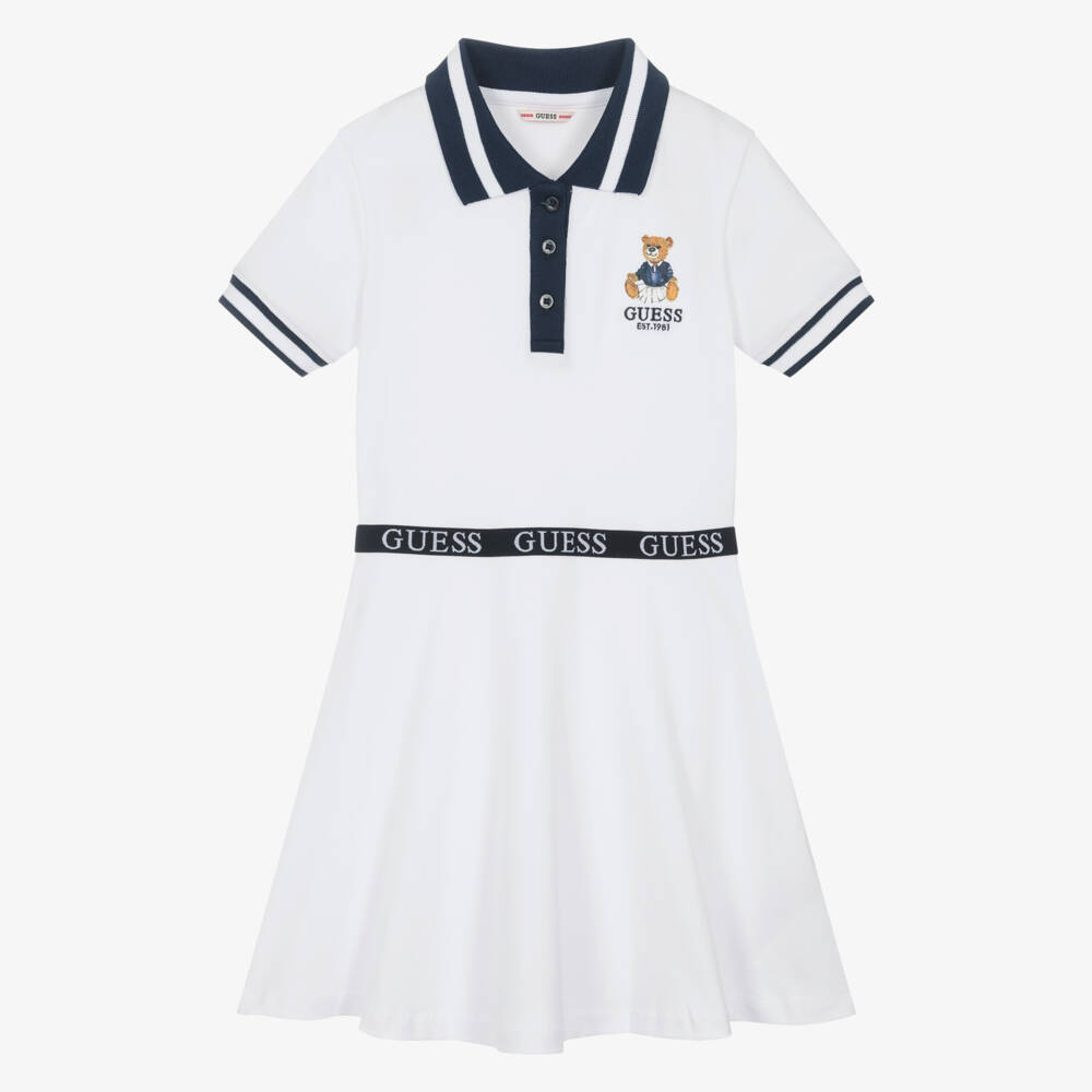 Guess-Girls White Cotton Skater Dress | Childrensalon Outlet