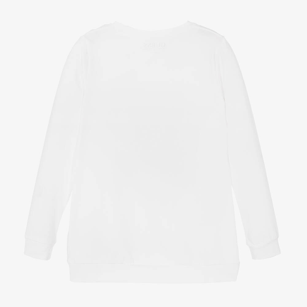 Guess-توب قطن جيرسي لون أبيض للبنات | Childrensalon Outlet