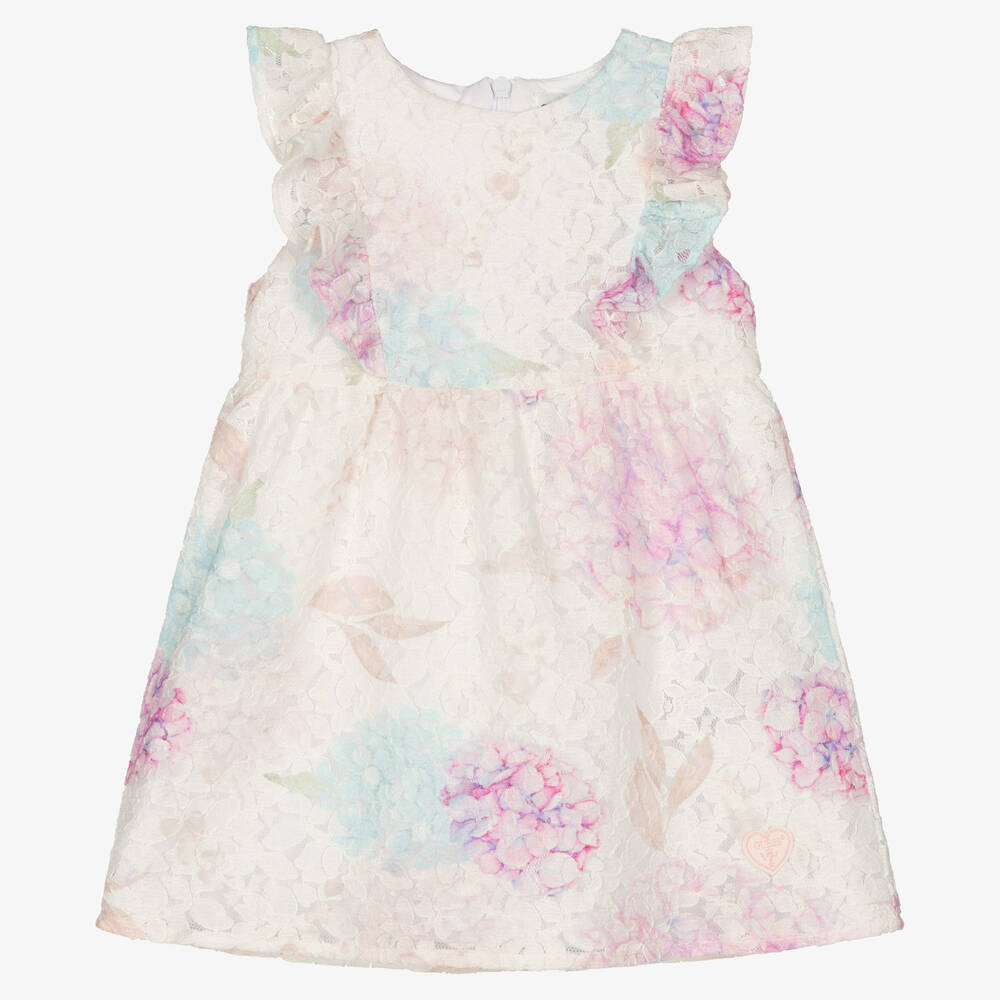Guess - Girls White Floral Lace Dress | Childrensalon